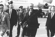 black and white photo of president johnson